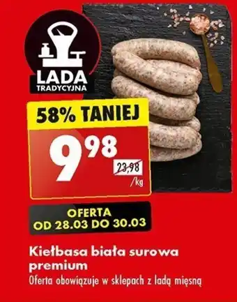 Biedronka Kiełbasa biała surowa premium 1kg oferta