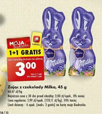 Biedronka Zając z czekolady Milka 45 g oferta