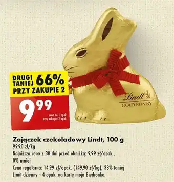 Biedronka Zajączek czekoladowy Lindt 100 g oferta