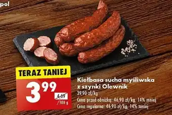 Biedronka Kiełbasa sucha myśliwska z szynki Olewnik 100g oferta