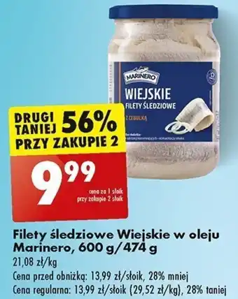 Biedronka Filety śledziowe Wiejskie w oleju Marinero 600/474 g oferta