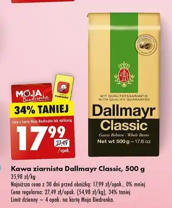 Biedronka Kawa ziarnista Dallmayr Classic 500 g oferta