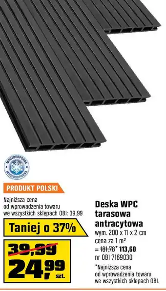 OBI Deska WPC tarasowa antracytowa 200x11x2cm oferta