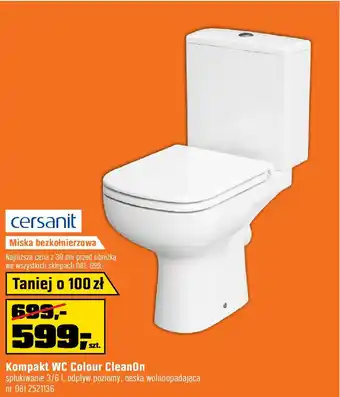 OBI Cersanit Kompakt WC poziomy Colour CleanOn z deską wolnoopadającą oferta