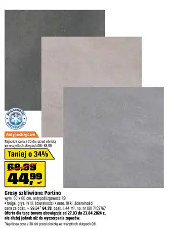 OBI Gres szkliwiony PORTINO light beige 60 x 60 cm oferta