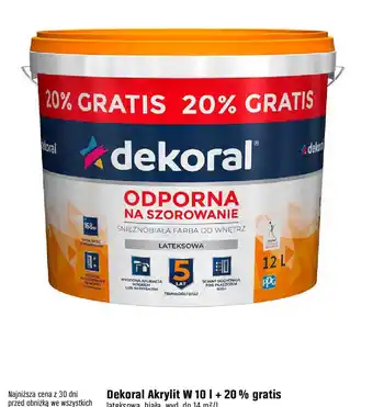 OBI Farba Dekoral Akrylit W biała 10 l + 20% gratis oferta