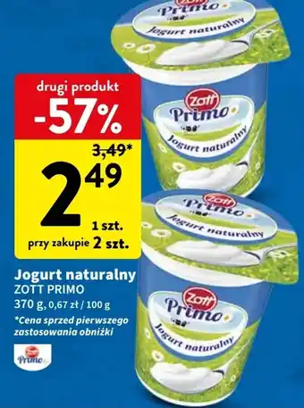 Intermarche Jogurt naturalny ZOTT PRIMO 370g oferta