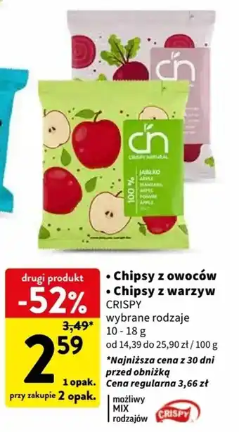 Intermarche Chipsy z owoców Chipsy z warzyw CRISPY 10-18g oferta