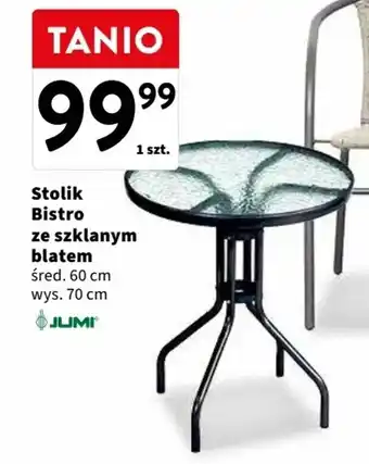 Stolik Bistro ze szklanym blatem 60x70cm