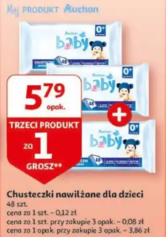 Auchan Chusteczki nawilżane dla dzieci 48 szt. oferta