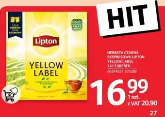 Selgros HERBATA CZARNA EKSPRESOWA LIPTON YELLOW LABEL 120 TOREBEK oferta