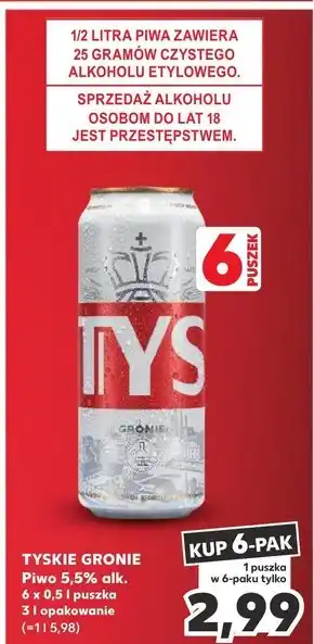 Kaufland Tyskie Piwo jasne 500 ml oferta