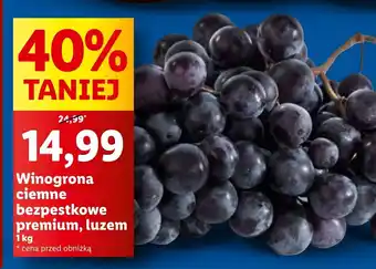 Lidl Winogrona ciemne bezpestkowe premium 1kg oferta