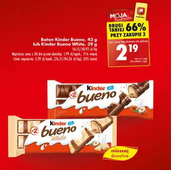 Biedronka Baton Kinder Bueno, 43 g lub Kinder Bueno White, 39 g oferta