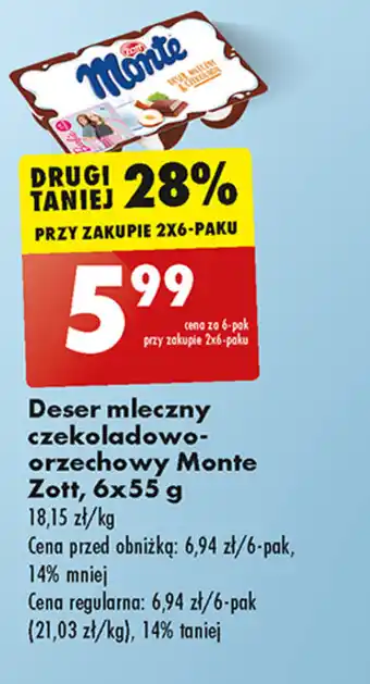 Biedronka Deser mleczny czekoladowo- orzechowy Monte Zott, 6x55 g oferta