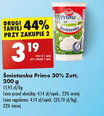 Biedronka Śmietanka Primo 30% Zott, 200 g oferta