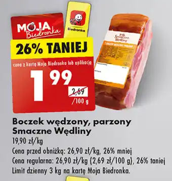 Biedronka Boczek wędzony, parzony Smaczne Wędliny 100 g oferta