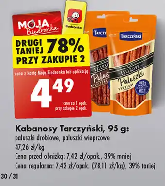 Biedronka Kabanosy Tarczyński, 95 g oferta
