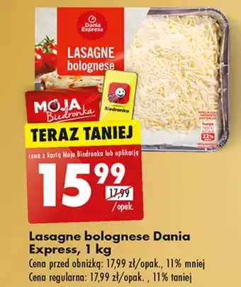 Biedronka Lasagne bolognese Dania Express, 1 kg oferta