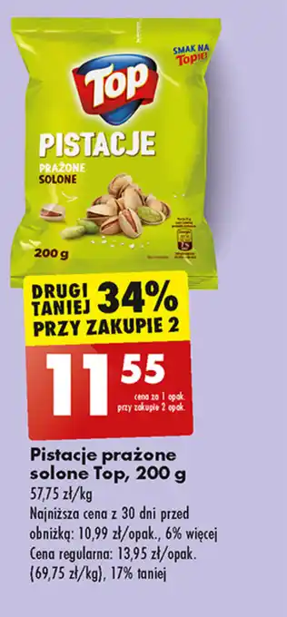 Biedronka Pistacje prażone solone Top, 200 g oferta