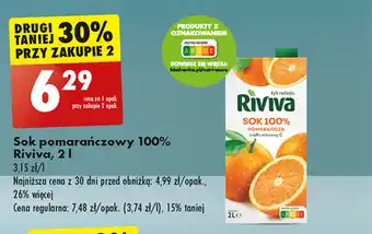 Biedronka Sok pomarańczowy 100% Riviva, 2 l oferta