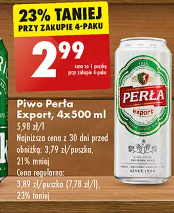 Biedronka Piwo Perła Export, 500 ml oferta