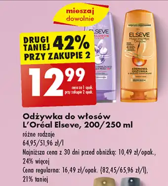Biedronka Odżywka do włosów L'Oréal Elseve, 200/250 ml oferta