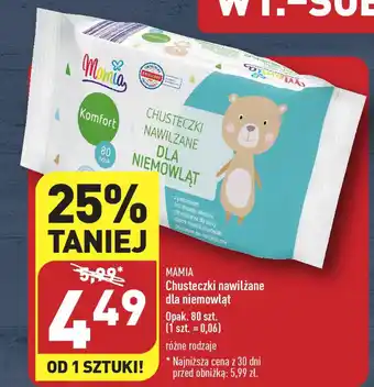 ALDI MAMIA Chusteczki nawilżane dla niemowląt 80 szt. oferta