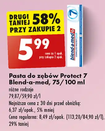 Biedronka Pasta do zębów Protect 7 Blend-a-med, 75/100 ml oferta