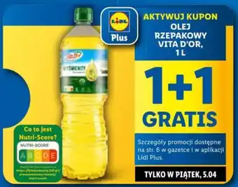 Lidl OLEJ RZEPAKOWY VITA D'OR, 1 L oferta