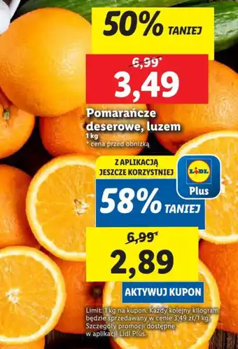 Lidl Pomarańcze deserowe, luzem 1 kg oferta
