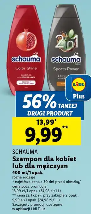 Lidl SCHAUMA Szampon dla kobiet lub dla mężczyzn 400ml oferta