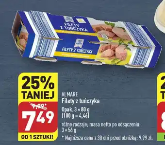 ALDI ALMARE Filety z tuńczyka 3x80g oferta