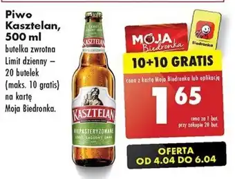 Biedronka Piwo Kasztelan, 500 ml oferta