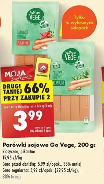 Biedronka Parówki sojowe Go Vege, 200 g oferta