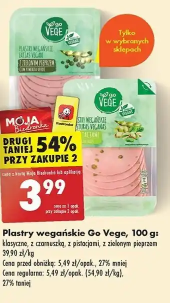 Biedronka Plastry wegańskie, Go Vege 100 g oferta