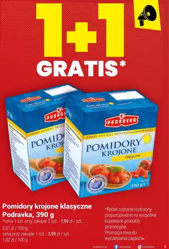 Twój Market Pomidory krojone klasyczne Podravka, 390 g oferta
