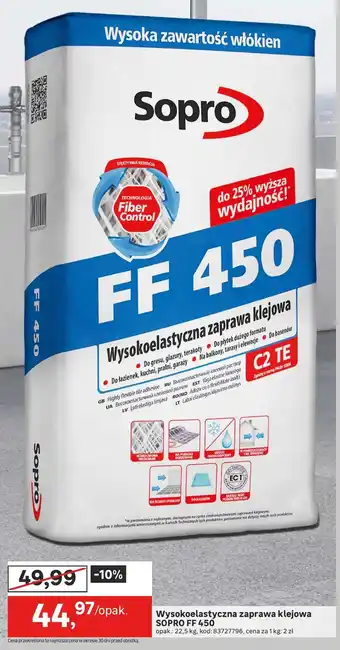 Leroy Merlin Wysokoelastyczna zaprawa klejowa SOPRO FF 450 22,5kg oferta