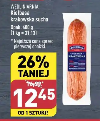 ALDI WĘDLINIARNIA Kiełbasa krakowska sucha 400g oferta