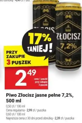 Twój Market Piwo Złocisz jasne pełne 7,2%, 500 ml oferta
