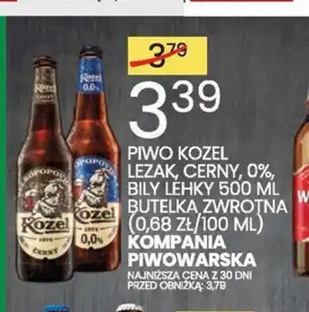 Wafelek PIWO KOZEL LEZAK CERNY 0%, BILY LEHKY KOMPANIA PIWOWARSKA 500 ML oferta