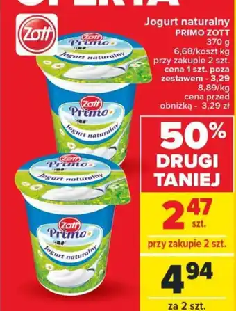 Carrefour Market Jogurt naturalny PRIMO ZOTT 370 g oferta