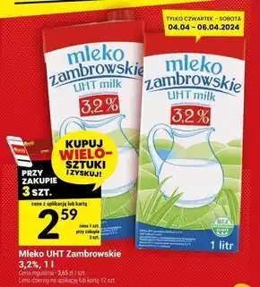 Twój Market Mleko zambrowskie UHT 3,2 % 1 l oferta