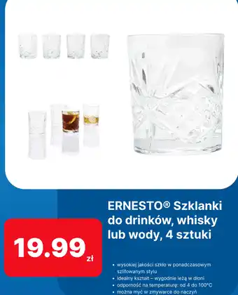 Lidl ERNESTO Szklanki do drinków whisky lub wody 4 sztuki oferta