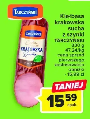 Carrefour Kiełbasa krakowska sucha z szynki 1 SZT 330 G oferta