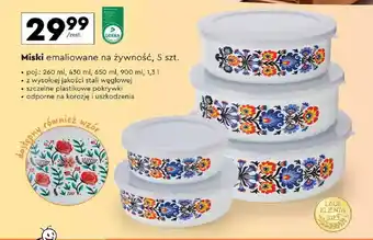 Miski emaliowane na żywność, 5 szt.