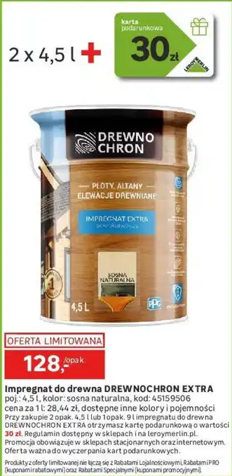 Leroy Merlin Impregnat do drewna DREWNOCHRON EXTRA 4,5 l oferta