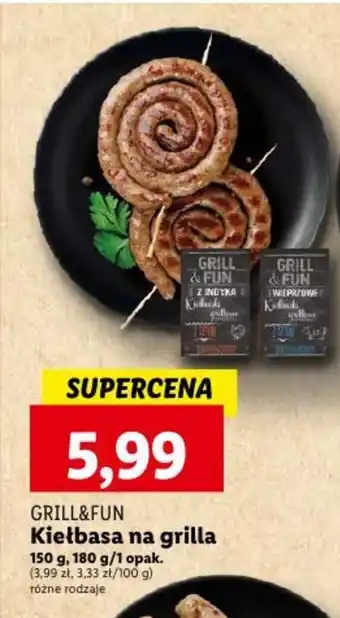Lidl GRILL&FUN Kiełbasa na grilla 150-180 g oferta