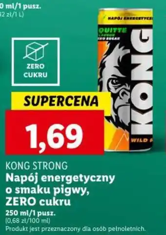 Lidl KONG STRONG Napój energetyczny o smaku pigwy, ZERO cukru 250 ml oferta
