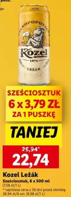 Lidl Kozel Ležák 6 x 500 ml oferta